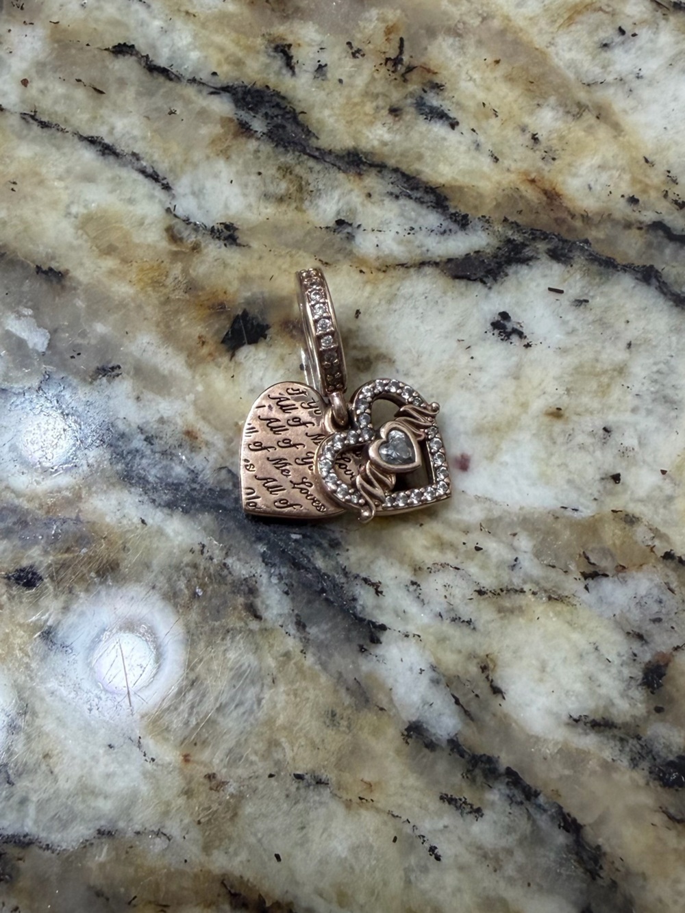 Rose Gold Heart Locket Ring with Crystal Accents